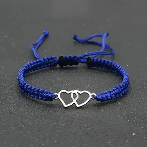 1 Piece Heart-shaped Bracelet, Hand-woven Simple Adjustable Men's Bracelet, Couple Wristband, Father's Day/Mother's Day/Valentine's Day Gift