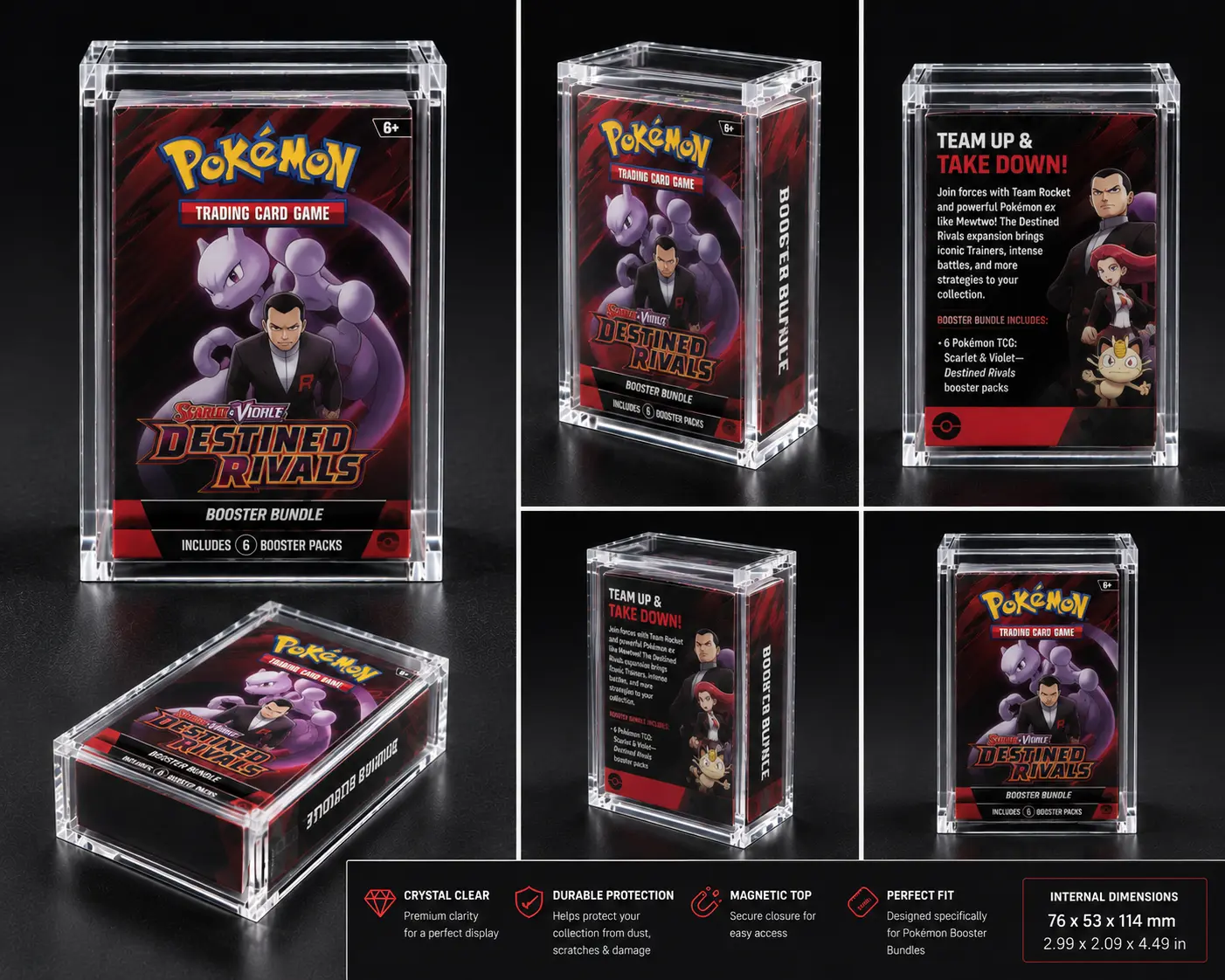 Pokemon Booster Bundle Acrylic Display Case Protector Clear Magnetic Case