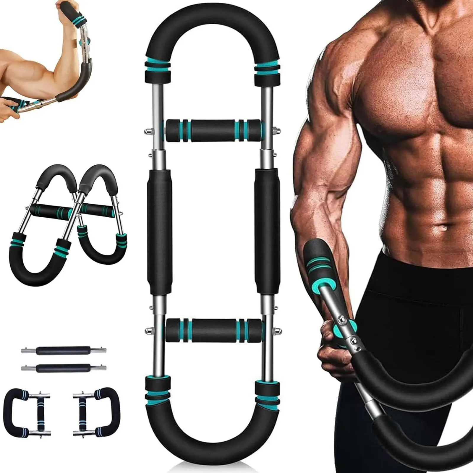 Arm Trainer , 60-110lb Adjustable Chest Workout Equipment, Men's Arm Strength Trainer, Portable Spring Resistance Power Twister Bar, for Home Workout