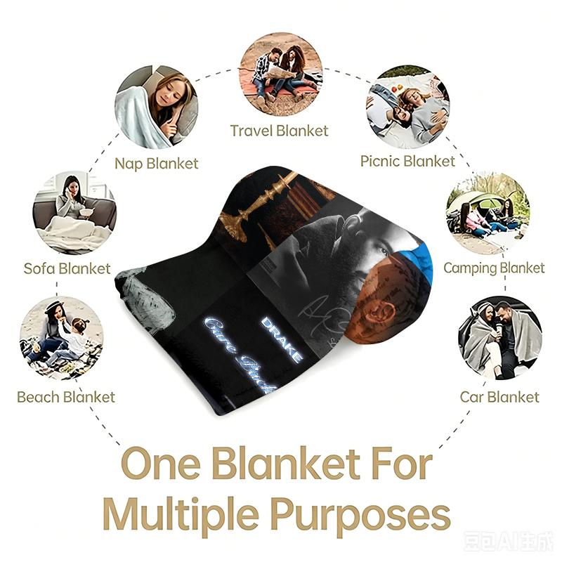 Drake Album Cover Collage Flannel Throw Blanket - Cozy Soft Bedding with Iconic Studio Album Art Prints, Ideal Gift for Drake Fans