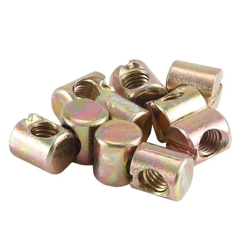 10 pcs M6 barrel bolts, cross dowels, slotted furniture nuts for beds, cribs, chairs