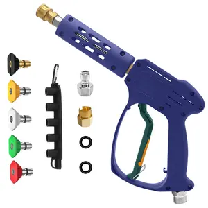 YeewayVeh High Pressure Washer Gun with 3/8" Quick Connect and M22 14mm / 15mm Fitting, Pressure Washer Wands with 5 Nozzles Tips, Power Washer Gun for Car Wash (5000PSI, 8 GPM)