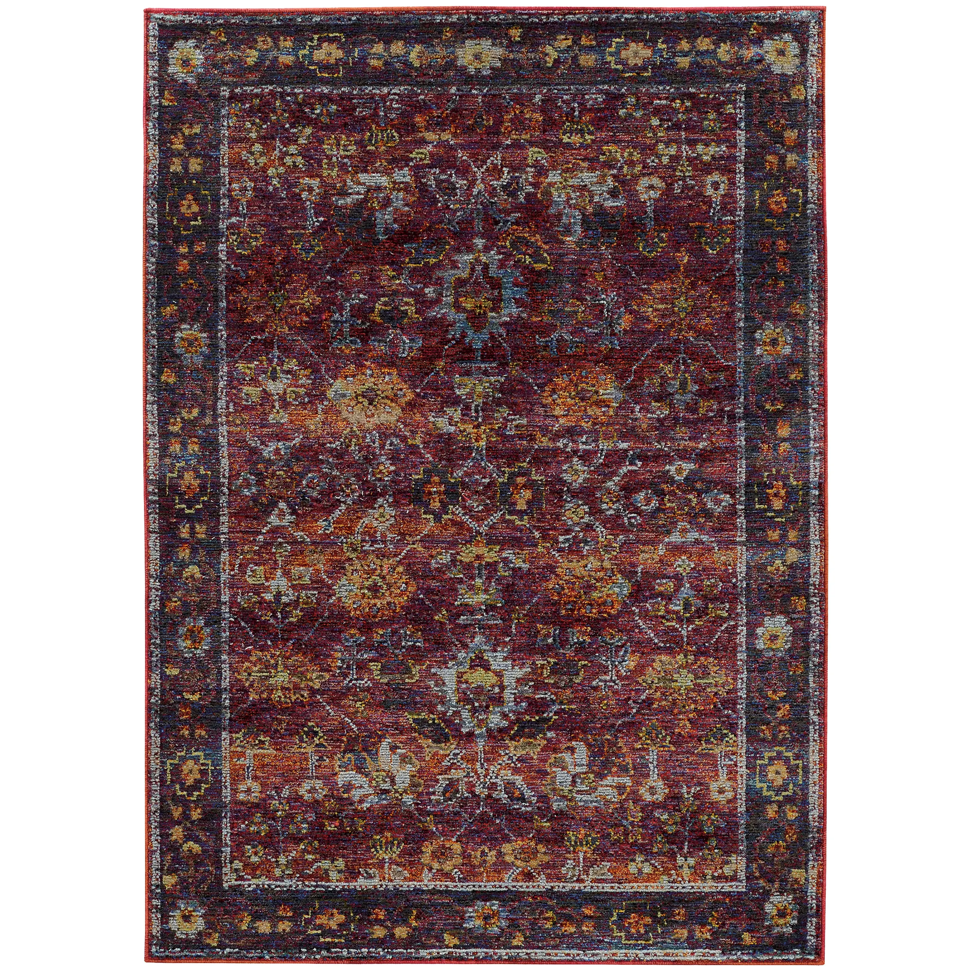 Oriental Weavers Andorra 7153A Red Purple Traditional Machine Woven Rugs