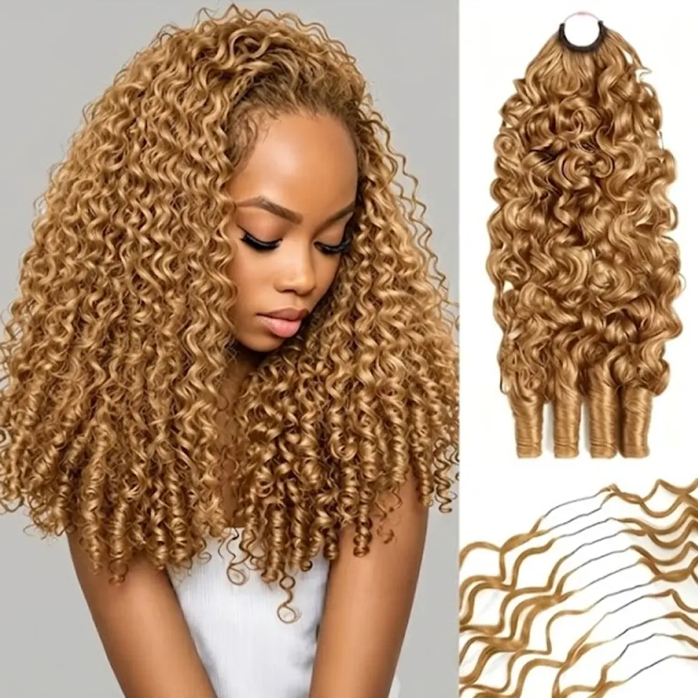 NEW 27# Crochet Hair Burmese Curly Human Hair for Boho Braids with Miracle Knots – Soft Waves Time-Saving Install