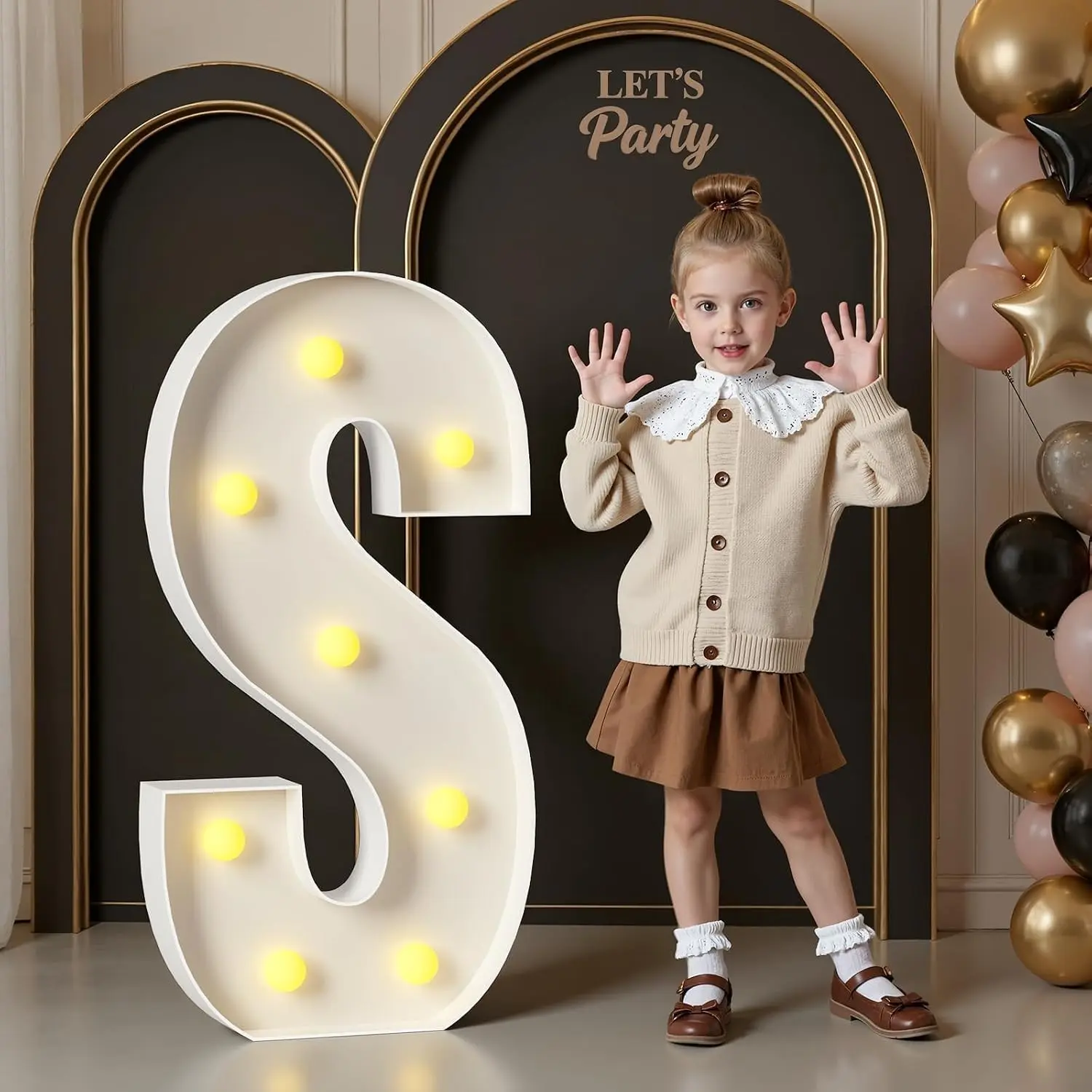 Marquee Letters 3 Feet Tall, Large Light up Letters S for Decor | 3FT Big Letters S With Warm White Light, Foam Board, Assembly Required, Birthday Party Decorations 21 Pcs Accessory Set