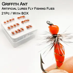 21Pcs/Box Fly Fishing Flies Wet Flies Bait Artificial Nymph Bait for Fishing Trout/Perch Fishing Lure Hook Size #10 Fishing Gear