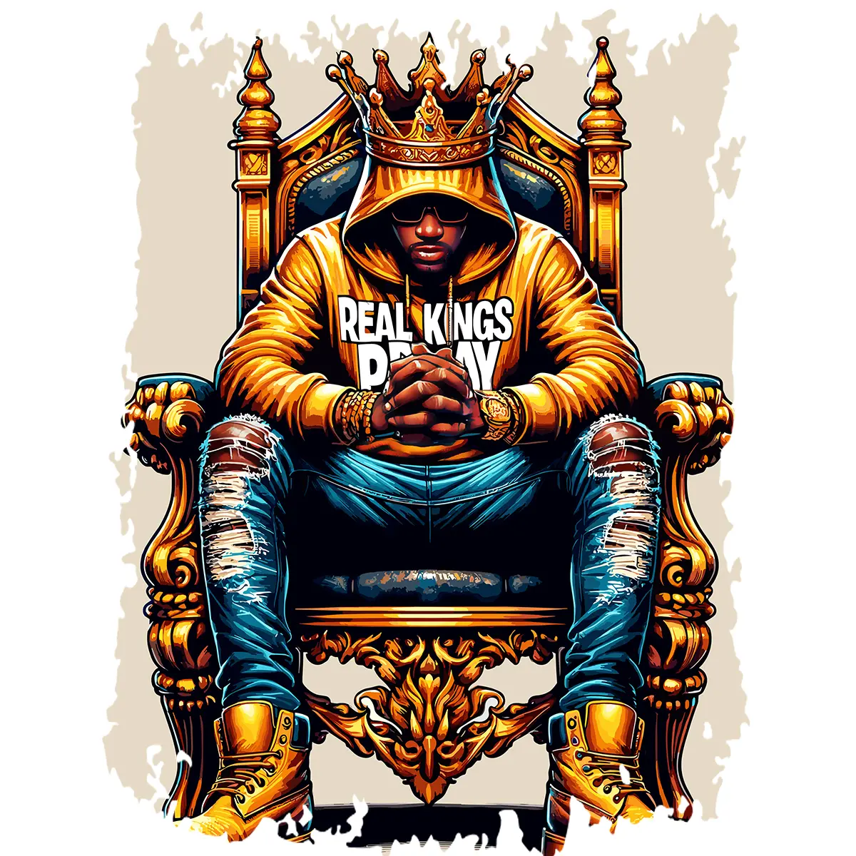 4-Pack, 6-Pack or 8-Pack DTF Heat Transfer Gang Sheet Real Kings Pray Ready to Press for DIY T-Shirt Printing