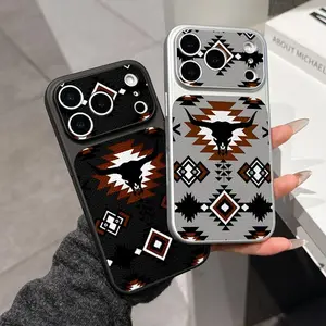 Aztec Longhorn Cowhide Imitation Leather Phone Case compatible with iPhone 17, 16, 15, 14, and 13 series, offering a perfect touch feel 952