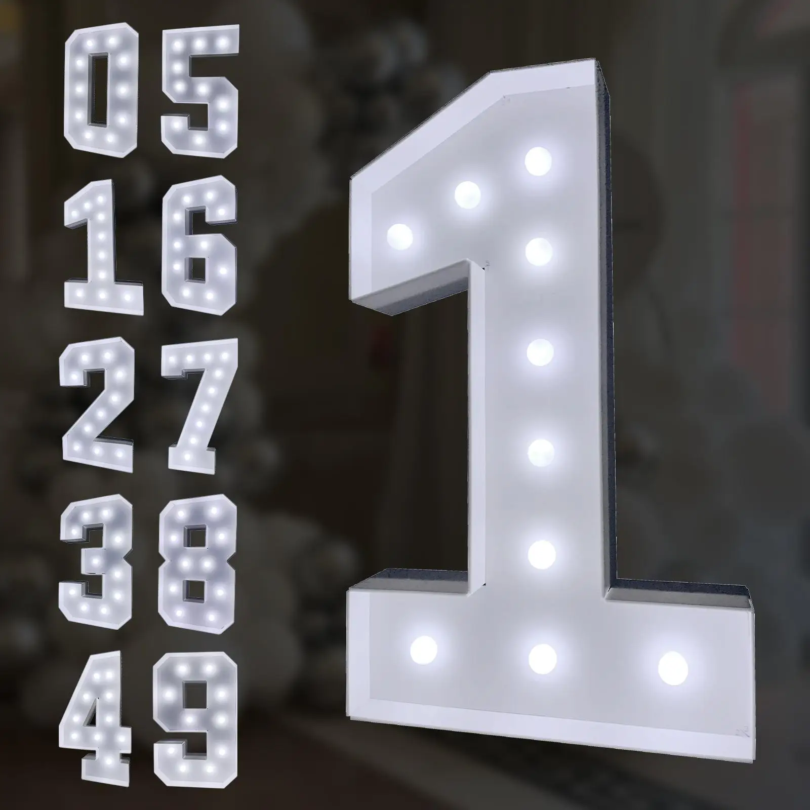 Light Up Number/Letter (1 Set), Battery Required Light Up Number, Giant Number for Birthday Party Decorations, Anniversary Graduation Party Decor