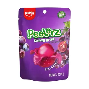 Amos Sweets 2D Grape Gummy Candy - Real Fruit Juice, Soft & Chewy, 85g Pack