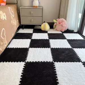 24 pieces thick plush patchwork carpet - suitable for bedroom, cloakroom, living room bay window, pet bed, rental house, and home floor. Washable and cuttable.