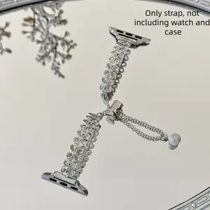 1PC metal diamond petal shaped Apple Watch bands, Smart watch straps, compatible with Apple Watch 38/40/41/42/44/45/46/49mm, suitable for Apple Watch series Ultra/SE/1-11, suitable for women