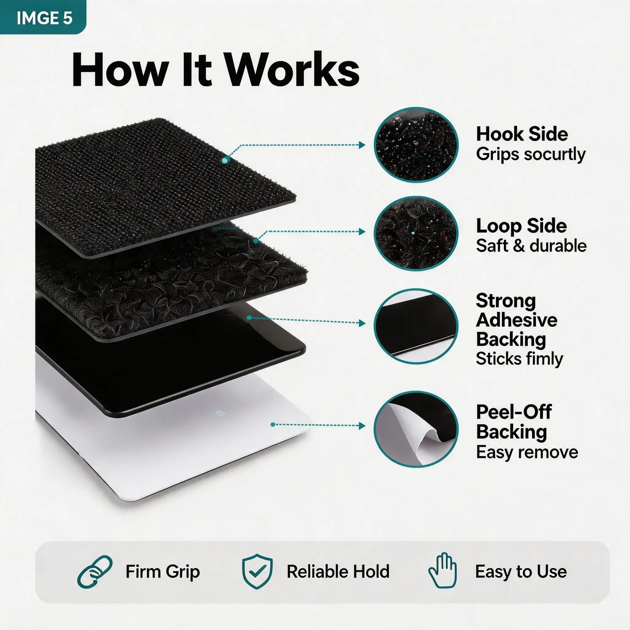 Heavy Duty Waterproof Self-Adhesive Hook and Loop Tape – Double-Sided Sticky Back Velcro Strips, Reusable Mounting Tape for Picture Frames, Wall Decor, Cable Management for Home & Office