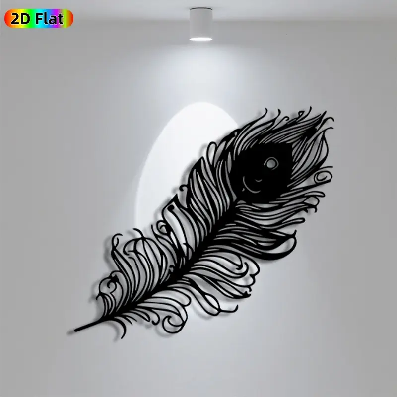 1pc Romantic Peacock Feather Metal Wall Art, Romantic Peacock Feather Statue Mural, Iron Craft, Perfect for Bedroom, Boudoir, Love Alcove Decor, Intricate Craftsmanship, Artistic Metalwork, Valentine's Decor, Ideal Gift for Nature Lovers