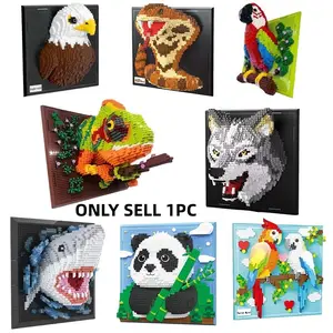 1518+pcs Adult 3D Wall Art Animal Blocks Set, Building Block Model, Abs Material, Creative Toy Gift, Stress Relief, Halloween Christmas Present