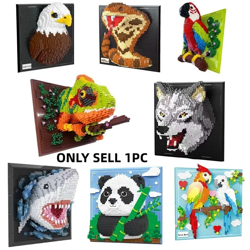 1518+pcs Adult 3D Wall Art Animal Blocks Set, Building Block Sets, Assembly Building Blocks, Building Block Model, Abs Material, Creative Toy Gift, Stress Relief, Halloween Christmas Present