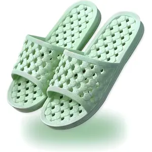 Women's Open-Toe Non-Slip Quick-Dry Footwear, Thick Soft Sole Bathroom Slippers, Ideal for Dorm, Beach (Green)