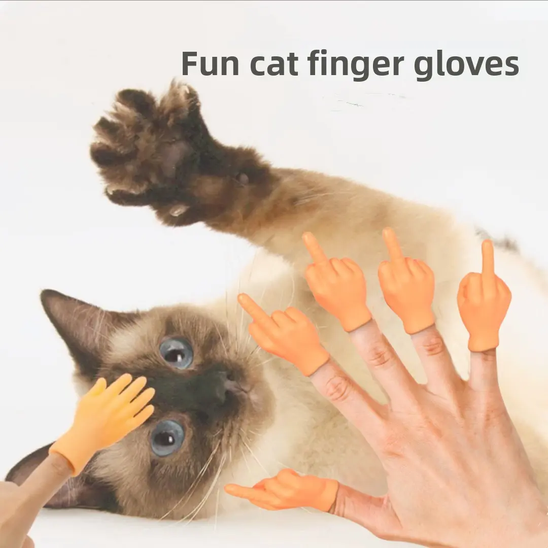 6 Pcs Mini Finger Hands Food Grade Silicone Tiny Hand Puppets Interactive Cat Toy Funny Novelty Gag Gift for White Elephant Stocking Stuffers Party Pranks