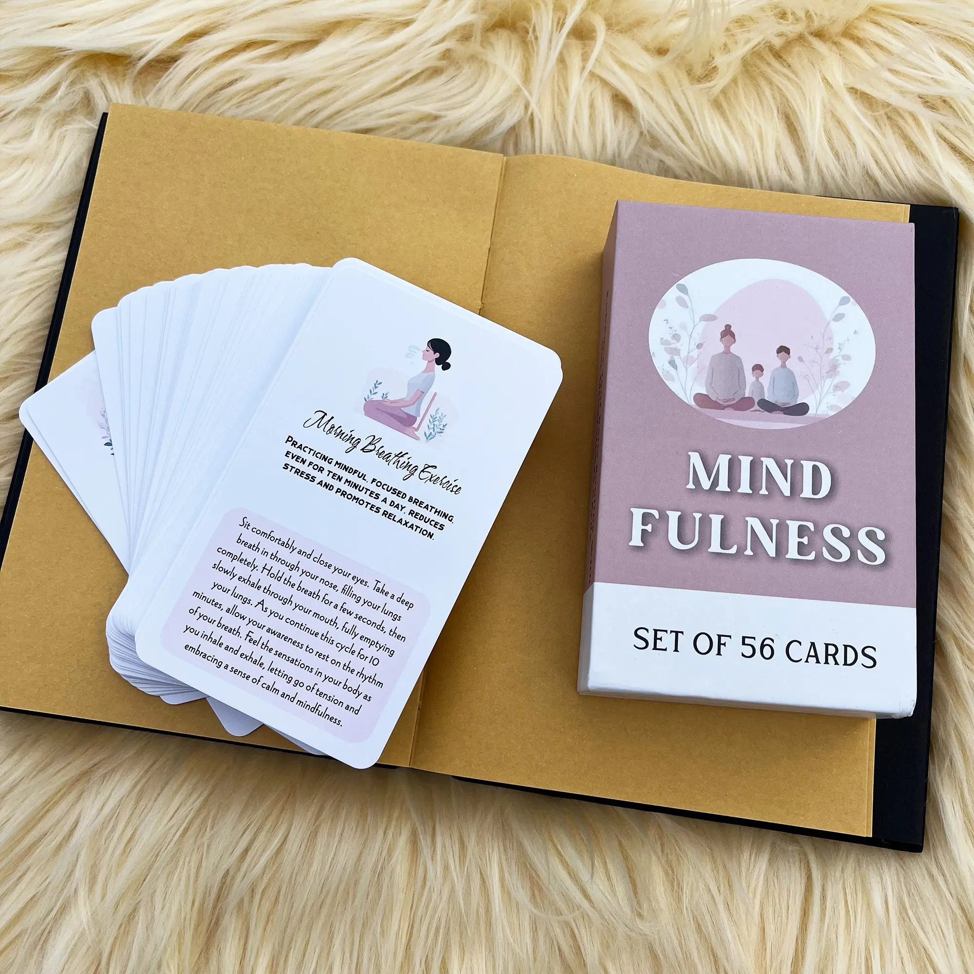 56 Mindfulness Cards - Stress Less, Mindful Meditation, Gratitude, Kindness, Self Care & Relaxation, Therapy Exercise Cards, Stress Relief, Mindful Affirmations, Positive Affirmations Cards