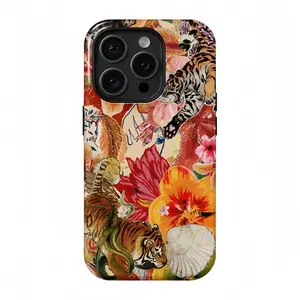 Vintage Tiger Jungle Floral iPhone Case, compatible with iPhone 17 Pro Max, 16, 15, 14, 13, 12, smartphone case, shockproof, protective case, cover, dual-layer protective case, gift-ready
