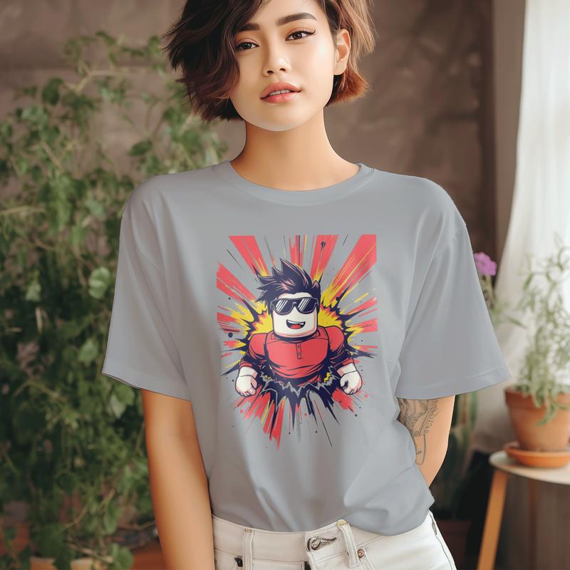 T-Shirt Unisex Roblox Avatar Boys Action Burst Roblox Avatar Gift For Men Tee Novelty Sleeve Women Boy Short Family Girl