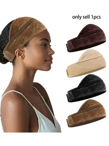 Wide Wig Grip Band for Lace Front Wigs, Velvet Wig Grip Band with Adjustable Hook & Loop Fastener, Soft Headband
