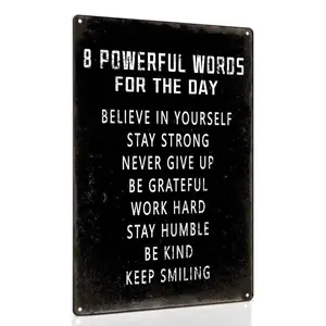 Vintage Motivational Metal Wall Sign, 2D Flat Design, Positive Energy Tin Plaque, Perfect for Home Office, Study, or Wall Decoration