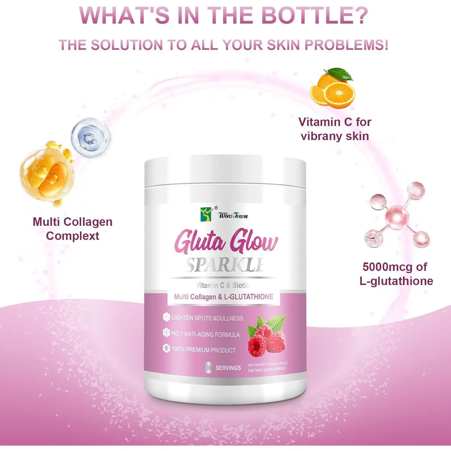 Gluta Glow Sparkli Multi Collagen & L-Glutathione Powder Supports Skin Brightening Healthy Glow Hydrolyzed Collagen Peptides Types I II III V X Vitamin C Biotin Hair Skin Nail Support 30 Servings - Gluta Glow Sparkli Multi Collagen & L-Glutathione Powder Supports Skin Brightening Healthy Glow Hydrolyzed Collagen Peptides Types I II III V X Vitamin C Biotin Hair Skin Nail Support 30 Servings -