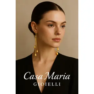 Fili d’Oro Tassel Earings - 18K Solid Yellow Gold - Drop Elegant Dangle Earrings for Women - Casa Maria Gioielli