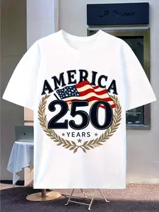 Unisex 250th Anniversary USA 1776-2026 Vintage Flag T-Shirt - Heavyweight 250 Years of History Design, 100% Cotton Fit Round Neck Tee for &, Fourth of July Apparel (Sizes S-3XL) 250th Anniversary Edition