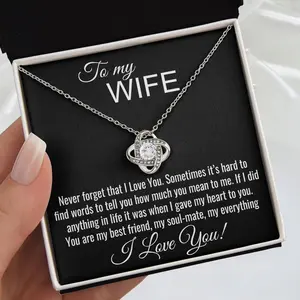 Personalized Gift for Wife Knot Necklace Customized Message Card Sentimental Birthday Keepsake Anniversary Present