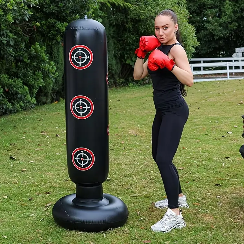 Inflatable Punching Bag Column, Stress Relief Fitness Training Pump-Up Punching Column, Vent Outlet Design, Ideal for Adults & Kids Interactive Play, Boxing Equipment, Boxing Training Gear
