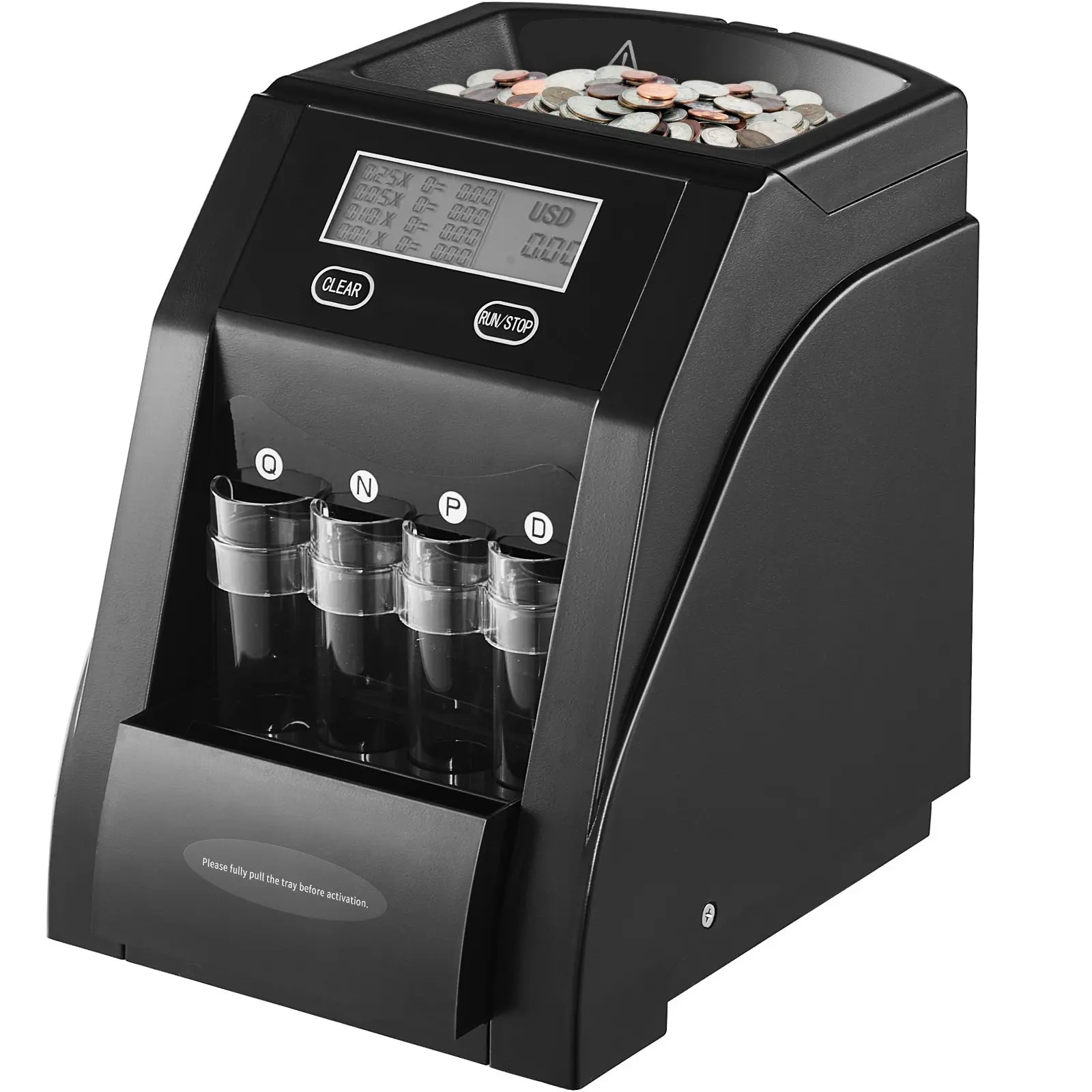 USD Coin Sorter And Counter Machine For USD Coins, 4 Types With Wrapper Function, LCD Display, Coin Storage Case, Includes 4 Coin Tubes And Boxes, Holds Up To 200 Coins, Efficient Auto Sorting And Counting
