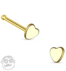 20G Golden Heart Top Stainless Steel Nosebone