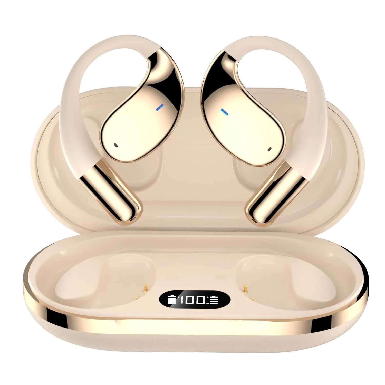 YYK-Q39 white Open-Ear Bluetooth 5.4 Wireless Earbuds, 70H Battery Life, IPX5 Waterproof Sports Headphones, Lightweight HiFi Stereo for Running, Workout, Driving