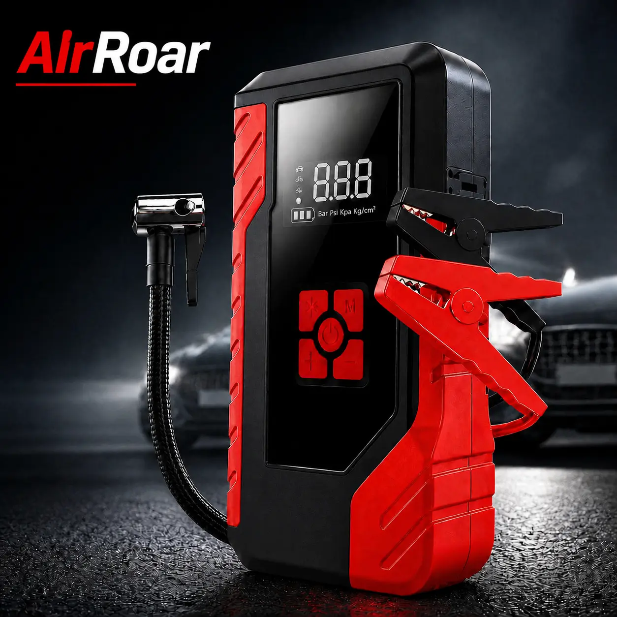 Cordless 1500A Peak Car Jump Starter with 250PSI High Pressure Tire Inflator, 12V Jump Box for All Gas & 2.11 gal Diesel Vehicles, USB Ports, LED Emergency Light, Digital Display, Portable Roadside Escape Tool