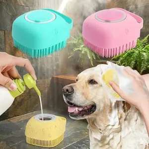 Silicone Pet Bath Brush for Dogs & Cats, Gentle Massaging Grooming Tool, Shedding & Deep Cleaning Deshedder for Sensitive Skin, Ergonomic Pet Wash Brush with Non-Slip Grip, Pet Care & Cleaning Supplies