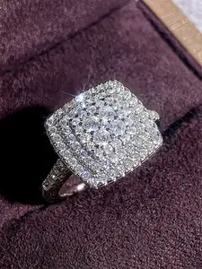 Women's Elegant Artificial Zircon Ring, Copper Zirconia, Wedding Engagement Anniversary Party Accessory Gift, Fashion Jewelry for All Seasons, Cubic Zirconia Rings