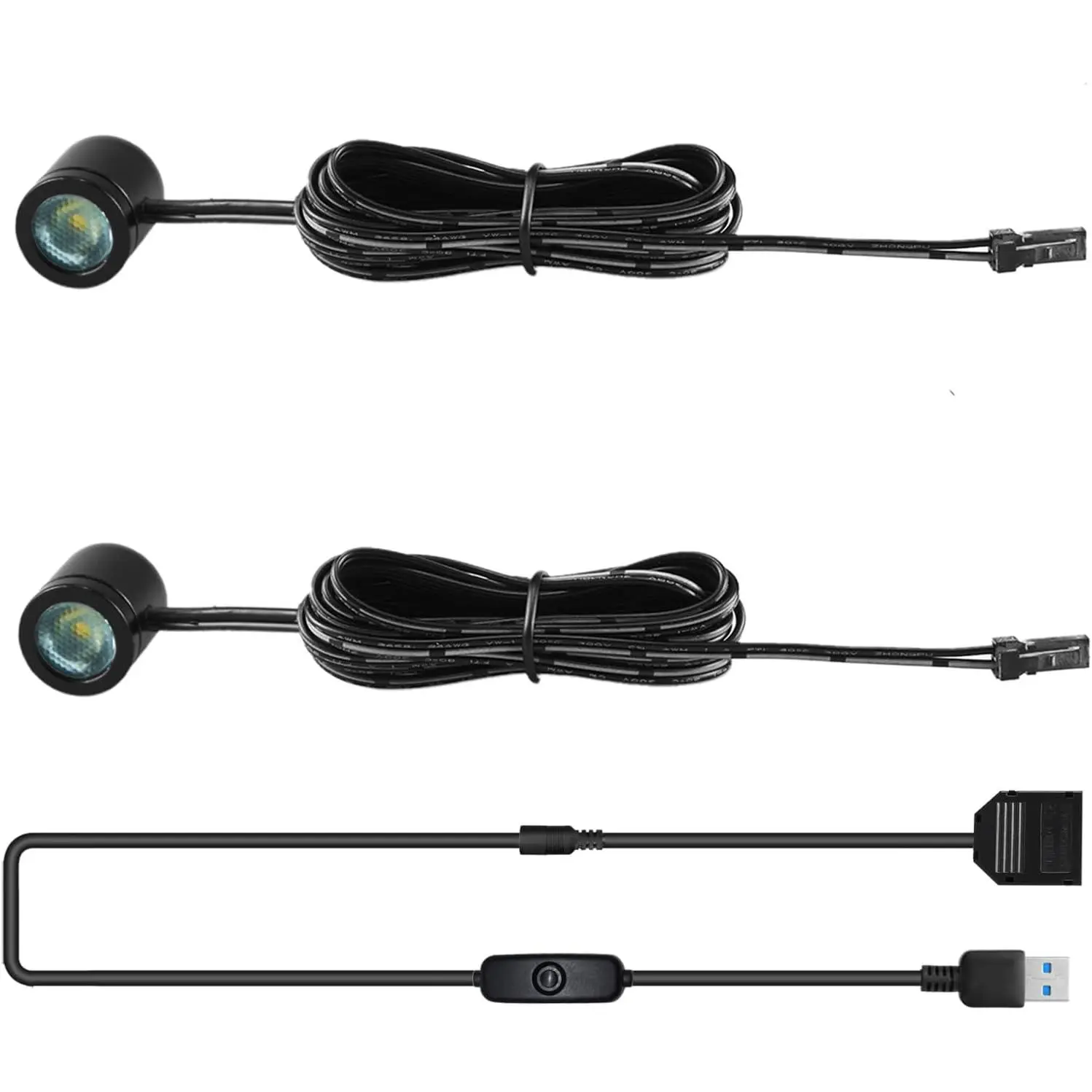 2-Pack Warm White Mini LED Spotlights - USB Powered Small Display Accent Lights for Paintings, Display Cases, Handicrafts