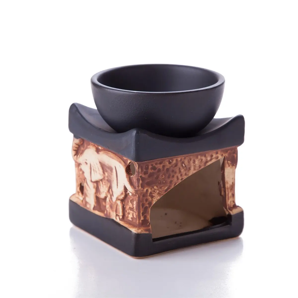 Thy Home Small Asian-Inspired Feng Shui Zen Ceramic Essential Oil Burner Diffuser (4x3.25x3.25in) - Non-Aerosol, Fragrance-Free Candle Holder Bowl Ornament, Aromatherapy Room Freshener for Stress Relief, All-Seasons Home Decor OLBA095