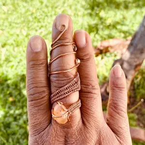 Copper wrapped wire Cornelius crystal ring