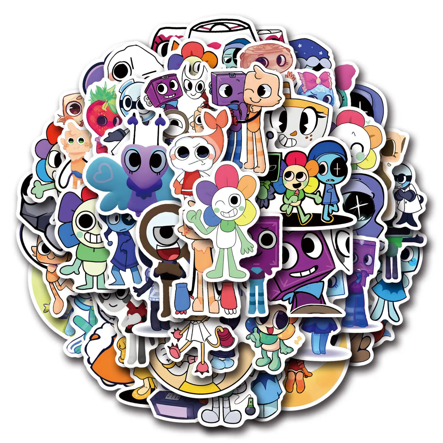 Dandys World Cartoon Graffiti Stickers, 54 New Game Sticker Set for Cars & Luggage, Fun Design for Kids & Adults, Perfect Gift Idea!, Car Decorative Sticker Decal, Car Decals