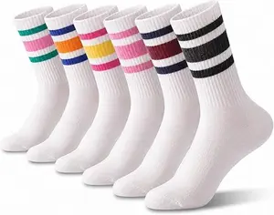6-Pack crew socks for women/Men - Retro Sport Socks Breathable Cotton, Seamless Comfort