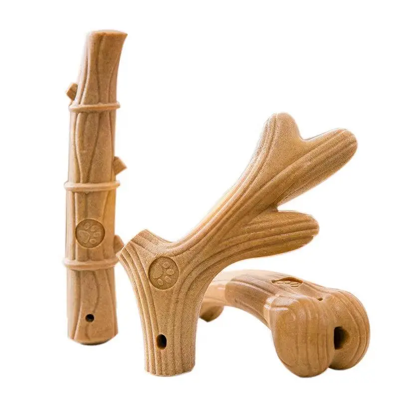Antler Shaped Dog Teething Stick - Natural Pine Fiber Chew Toy for Puppies, Safe Durable Dental Chew Stick to Relieve Teething, Dog Chew Toy for Small Medium Dogs