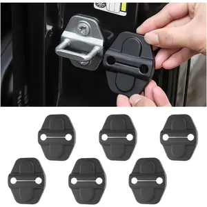 6PCS Car Door Lock Cover - Black Door Latch Lock Trim Cover Compatible with 2018-2025 Jeep Wrangler JLU JL 4XE Unlimited & Gladiator JT - Car Interior Accessories for Cars Decorations