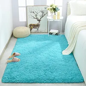 YJGWL Ultra soft, fluffy and modern indoor rugs for living room, children's bedroom, home decor, baby room, , 4x5.3 ft, blue color,