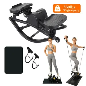 Rocking Stepper Machine, Quiet 3D Lateral Rock Stepper with Resistance Bands for Home Workout, 330 lbs Capacity, Compact Design with Built-In Counter​​​​​​