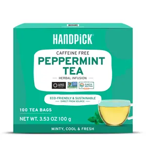 HANDPICK, Peppermint Tea, Eco-Conscious Tea Bags - 100 Count | Caffeine Free, Non-GMO | Minty, Fresh & Cool flavor | Direct From Source