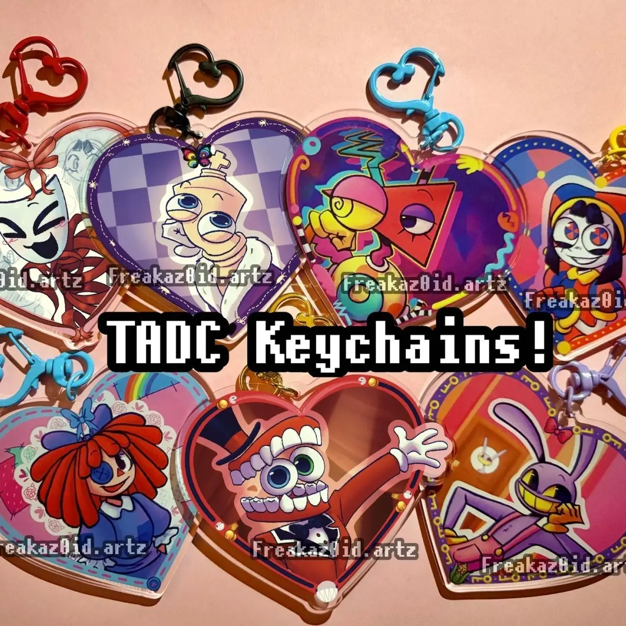 The Amazing Digital Circus Heart keychains| TADC Double Sided Keychains