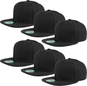 Plain Blank Flat Brim Adjustable Snapback Baseball Caps LOT 6 Pack